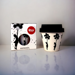 Banksy Espressokopje in RPET 90 ml – Flying Balloons Girl